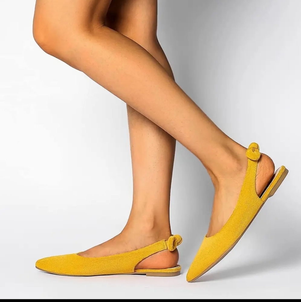 MUSSHOE Flats Women Slingback Pointed Toe Comfort Womens with Bow